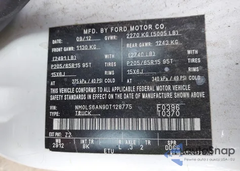 2013 Ford Transit Connect Xl из США, поврежденный, VIN NM0LS6AN9DT128775